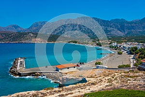 Panorama view of Pachia Ammos village at Crete island of Greece