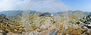 Panorama view from Peleaga peak, Retezat mountains