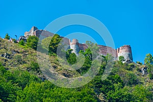 Panorama view of Poenari Citadel in Romania