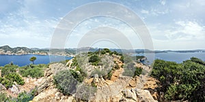 Panorama from the View point Mirador de Cap Andritxol in Camp de Mar, Mallorca, Balearic island, Spain