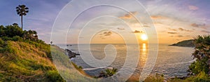 Panorama view point, sunset at Phrom thep cape or Laem Phrom thep is symbol Phuket island, Thailand