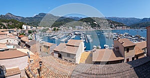 Panorama View of Port de Soller in Mallorca, Spain photo