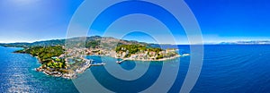 Panorama view of port of Kassiopi at Corfu, Greece