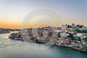 Panorama view of porto during susnset