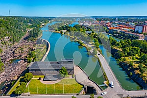 Panorama view of power plant in Swedish town Trollhattan