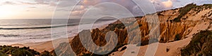 Panorama view of the Praia da Gale Beach on the Alentejo coast in Portugal