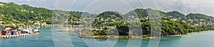 A panorama view from the ramparts of Fort St George across the inner harbour in Grenada