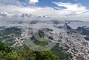 Panorama view on Rio de Janeiro, Sugar Loaf and Botafogo bay in Atlantic ocean