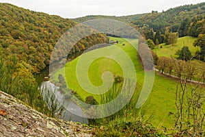 Panorama view on river Semois in Belgian Ardennes