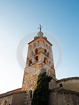 Panorama view of roman catholic church of San Sebastian in Segovia old town historic city centre Castile and Leon Spain