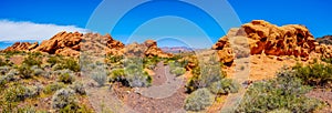 Panorama view of the Rugged and Colorful Mountains along Northshore Road SR167 in Lake Mead National Recreation Area photo