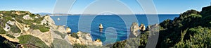 Panorama view of rugged wild coast in the beautiful Algarve region of Portugal