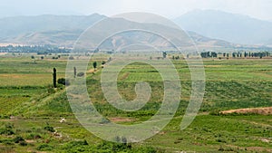 Panorama view from Ruins of Burana Tower in Tokmok, Kyrgyzstan