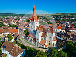 Panorama view of Saint Walpurga Fortified Church in Cisnadie