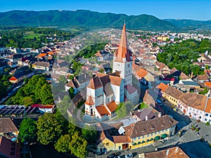 Panorama view of Saint Walpurga Fortified Church in Cisnadie