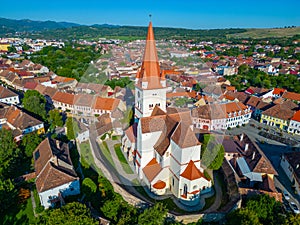 Panorama view of Saint Walpurga Fortified Church in Cisnadie