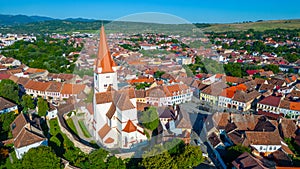 Panorama view of Saint Walpurga Fortified Church in Cisnadie