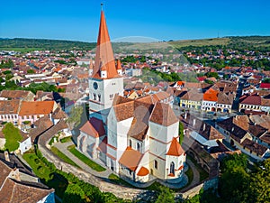 Panorama view of Saint Walpurga Fortified Church in Cisnadie