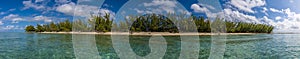 A panorama view from the sea of the Carribean island of Eleuthera, Bahamas