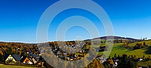 Panorama view Seiffen in Autumn . Saxony Germany ore mountains