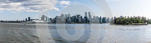 A panorama view showing Stanley Park and the south shore of Vancouver, Canada