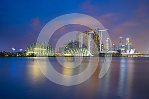 Panorama view of Singapore city skyline