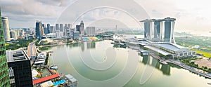 Panorama view of Singapore City skyline in Singapore