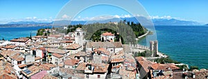 Panorama view of Sirmione. Garda Lake, northern Italy