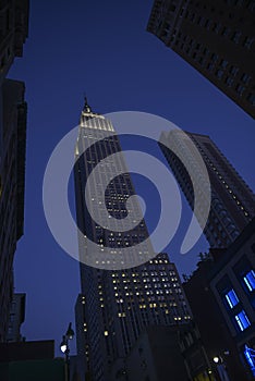 Panorama view of skyscraper view in New York night.