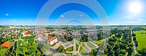 Panorama view of Slavkov castle grounds, Czech republic