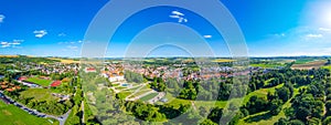Panorama view of Slavkov castle grounds, Czech republic