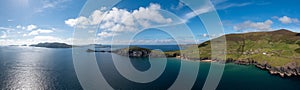 Panorama view of Slea Head and the Dingle Peninsula in County Kerry