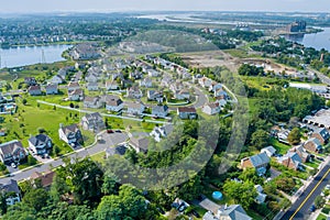 Small American town near pond in Sayreville New Jersey