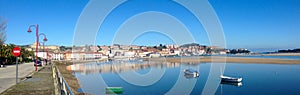 Panorama view of a small European city of San Vicente de la Barquera. The fishing port. Cantabria, northern Spain