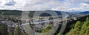 Panorama View From Spiralen Lookout To Drammen At Drammenselva River