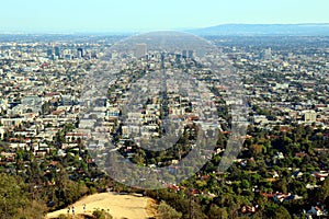 Panorama view of the streets of los angeles from above