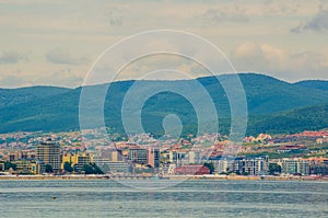 panorama view of the sunny beach holiday resort in bulgaria where every summer young people from all over the europe