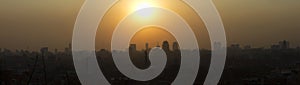 Panorama view of the sunset over Cairo