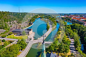 Panorama view of Swedish town Trollhattan