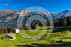 Panorama view of Swiss Alps in Grisons