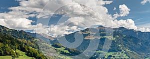 Panorama view of the Swiss Alps near Klosters