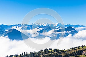 Panorama view of the swiss alps