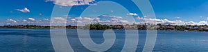 Panorama view of Sydney Harbour and CBD buildings on the foreshore in NSW Australia