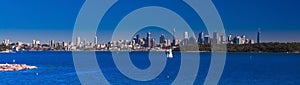 Panorama view of Sydney Harbour and CBD buildings on the foreshore in NSW Australia