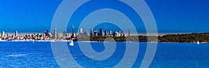 Panorama view of Sydney Harbour and CBD buildings on the foreshore in NSW Australia