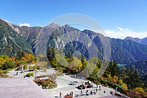 Panorama View of Tateyama Mountains and Forest from The Tourist Observation Platform