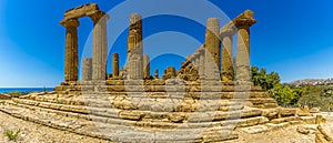 A panorama view of the Temple of Juno in the ancient Sicilian city of Agrigento