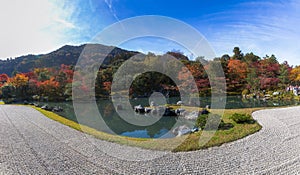 Panorama view of Tenryu-ji garden