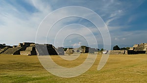 Panorama view to archaeological site of Monte Alban, Oaxaca, Mexico