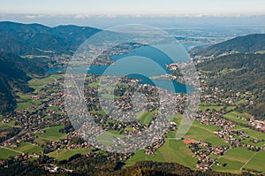 Panorama view to lake Tegernsee